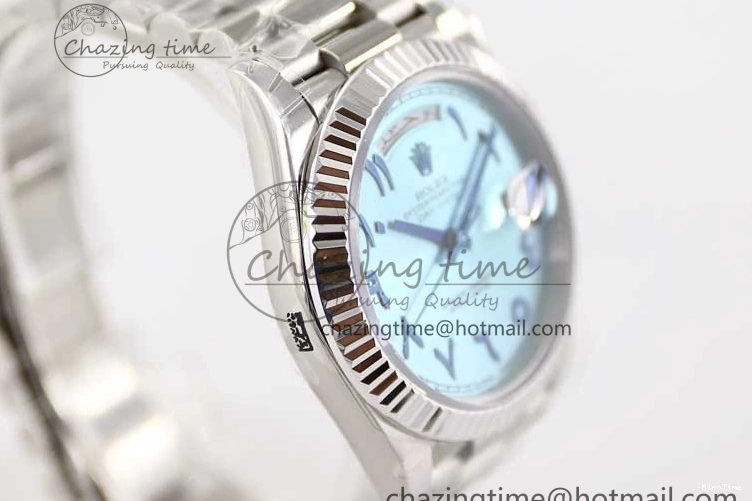 MiroTime 0329 Comfortable Day Date 40mm SS 904L Steel TWF 1:1 Best Edition Ice Blue Arabic Dial on SS Bracelet A 2357